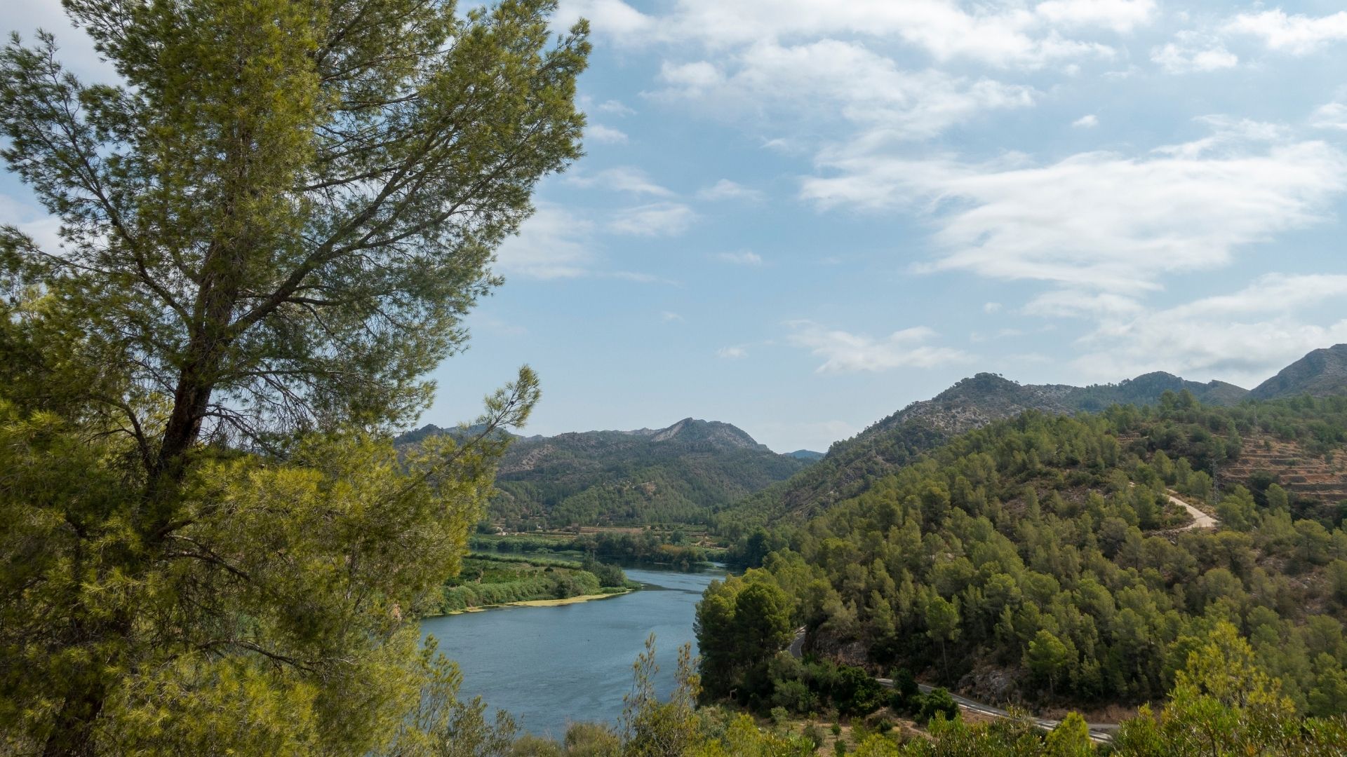 River Ebro passing through the hills of Zaragoza